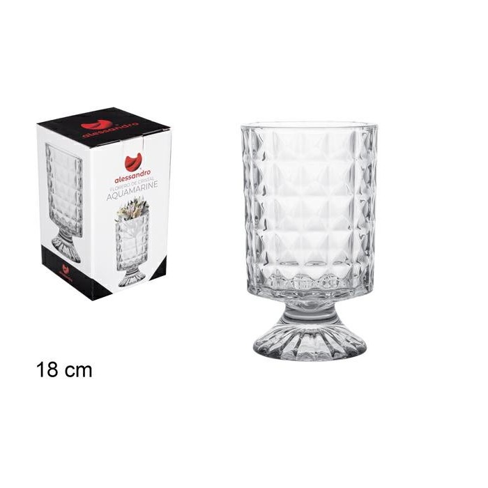 VASO DI VETRO AQUAMARINE 18 CM